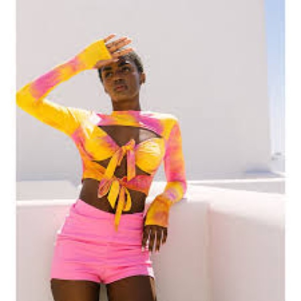 Colorful Tie-Dye Sexy Festival Tie Up Crop Top